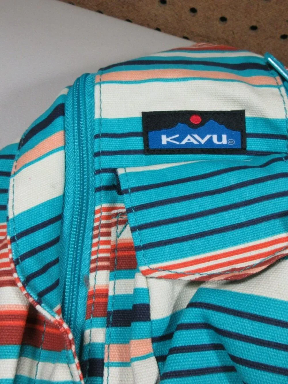 KAVU colorful offwhite striped canvas Banded Rope sling bag 11 x 17  NWT